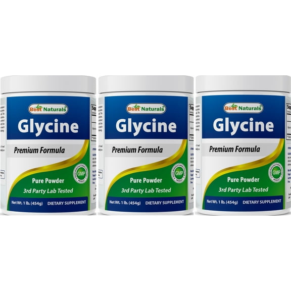 3 Pack Best Naturals Glycine 1 Lb Powder