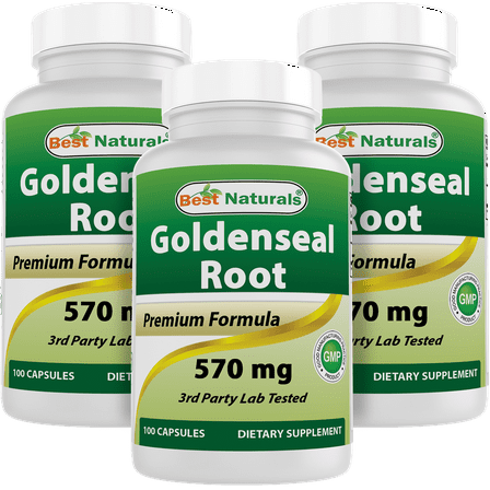 3 Pack Best Naturals Goldenseal Root 570 mg 100 Capsules