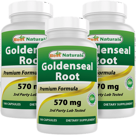 3 Pack Best Naturals Goldenseal Root 570 mg 100 Capsules