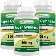 3 Pack Best Naturals Gymnema Sylvestre Leaf Extract 500 mg 120 Vegetarian Capsules