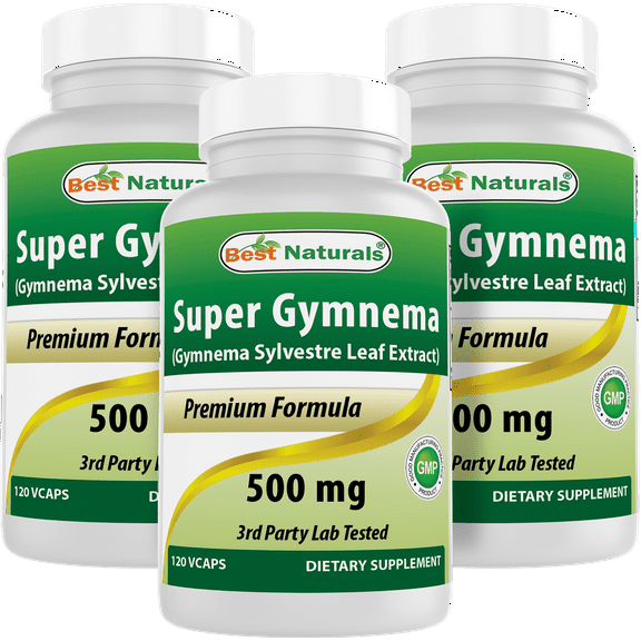3 Pack Best Naturals Gymnema Sylvestre Leaf Extract 500 mg 120 Vegetarian Capsules