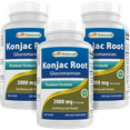 thumbnail image 1 of 3 Pack Best Naturals Konjac Root 2000 mg 180 Vegetarian Capsules, 1 of 7