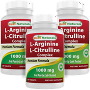3 Pack Best Naturals L-Arginine L-Citrulline Complex 1000 mg 120 Tablets