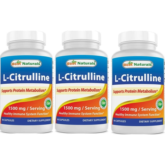 3 Pack Best Naturals L-Citrulline 1500 mg 90 Capsules