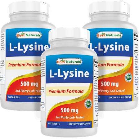 3 Pack Best Naturals L-Lysine 500 mg 250 Tablets