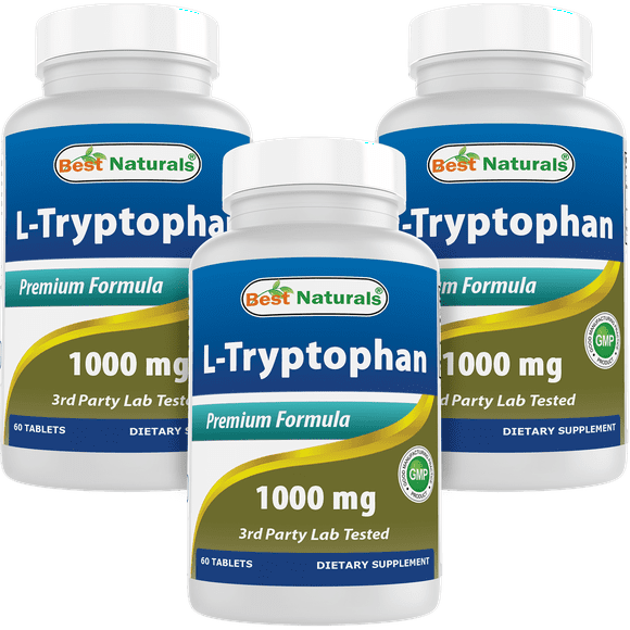3 Pack Best Naturals L-Tryptophan 1000 mg 60 Tablets