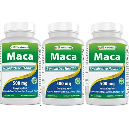 3 Pack Best Naturals Maca 500 mg 250 Capsules