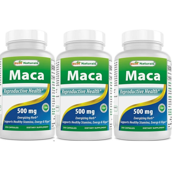 3 Pack Best Naturals Maca 500 mg 250 Capsules