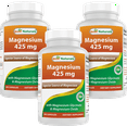 thumbnail image 1 of 3 Pack Best Naturals Magnesium Glycinate 425 mg 180 Vegetarian Capsules | High Absorption Magnesium Glycinate & Magnesium Oxide Chelated, Non-GMO, Gluten Free Muscle Relax, 1 of 7