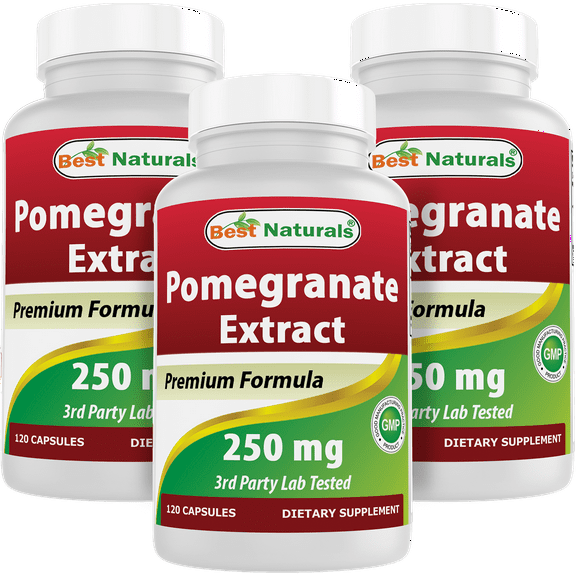 3 Pack Best Naturals Pomegranate Extract 250 mg 120 Capsules