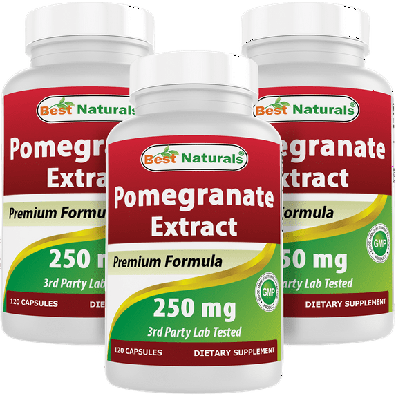3 Pack Best Naturals Pomegranate Extract 250 mg 120 Capsules