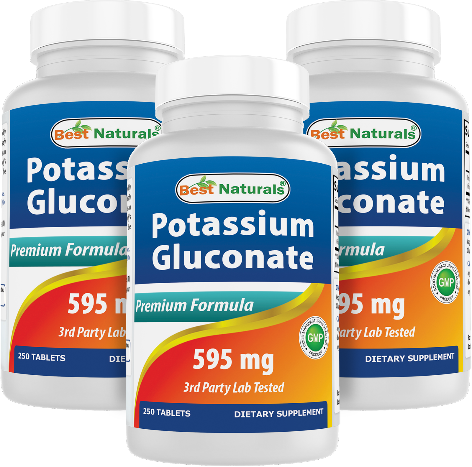Best Naturals Potassium Gluconate Supplement 595 mg 250 Tablets ...
