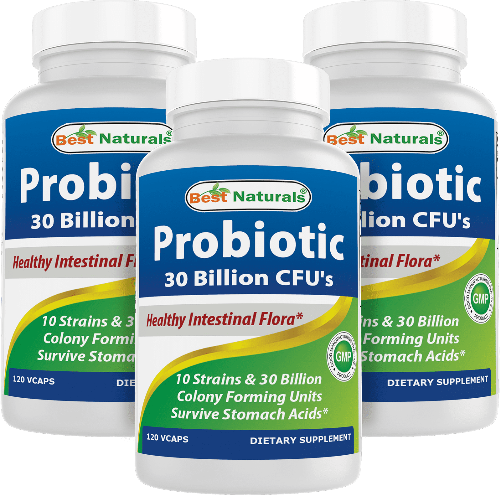 Best Naturals Probiotic 10 Strains- Gut Health Supplement, 30 Billion CFU, 120 Shelf Stable Vegetarian Capsules