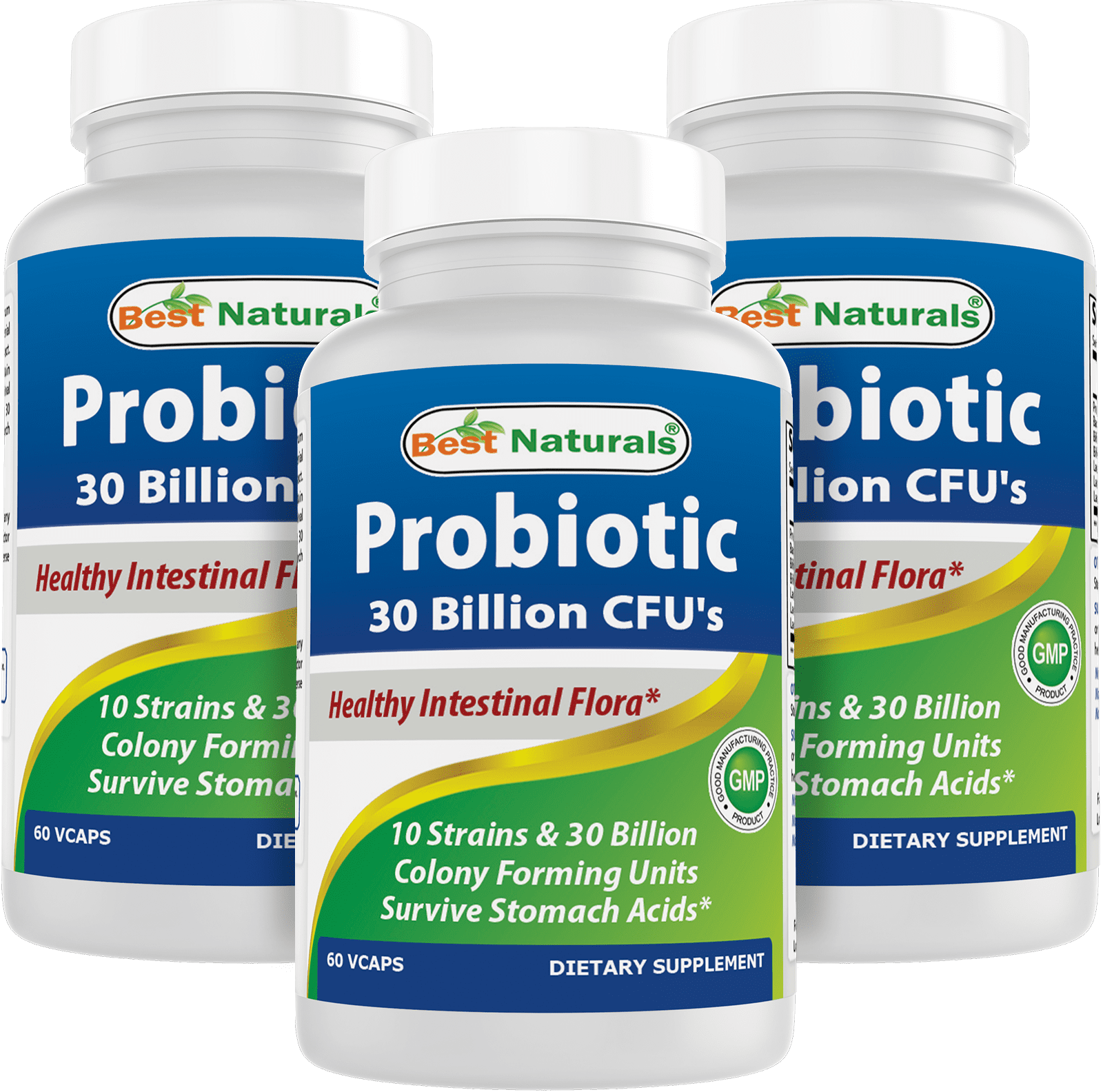 Free Shipping! Best Naturals Probiotic 30 Billion CFU 10 Strains Vegetarian Capsules for Digestive Health