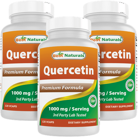 3 Pack Best Naturals Quercetin 1000 mg/Serving 120 Vegetarian Capsules | Immune Health