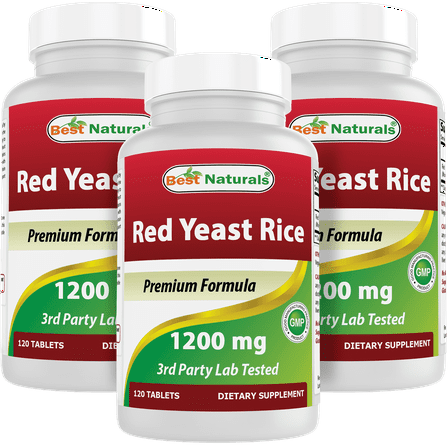 3 Pack Best Naturals Red Yeast Rice 1200 mg 120 Tablets
