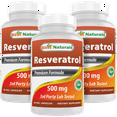 thumbnail image 1 of 3 Pack Best Naturals Resveratrol 500 mg 60 Vegetarian Capsules, 1 of 7