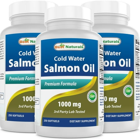 3 Pack Best Naturals Salmon Oil 1000 mg 250 Softgels