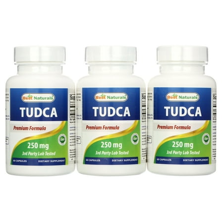 3 Pack Best Naturals TUDCA 250 mg 60 Vegetarian Capsules | (Tauroursodeoxycholic Acid)