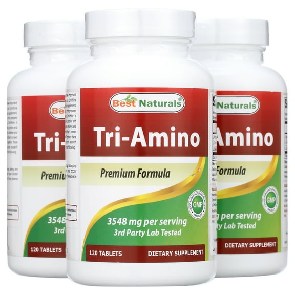 3 Pack Best Naturals Tri-Amino with L-Arginine, L-Ornithine, L-Lysine 120 Tablets