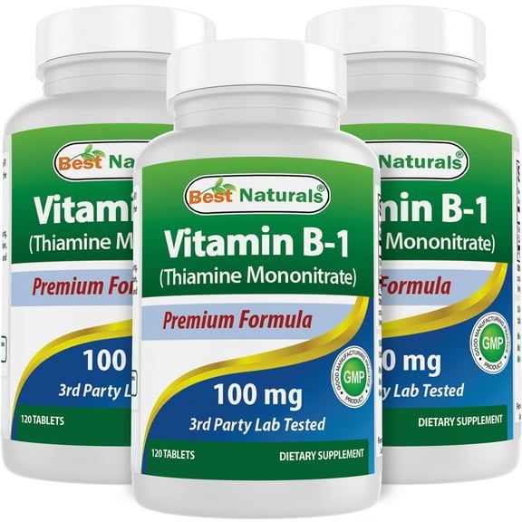 3 Pack Best Naturals Vitamin B1 100 mg 120 Tablets
