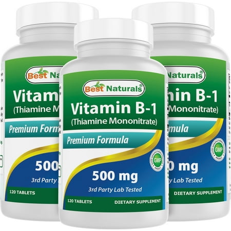 3 Pack Best Naturals Vitamin B1 500 mg 120 Tablets | Vitamin B1 as Thiamine Mononitrate