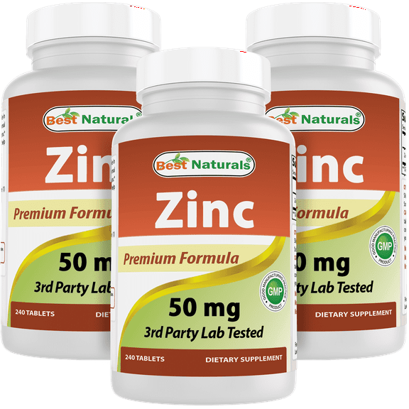 3 Pack Best Naturals Zinc 50 mg 240 Tablets
