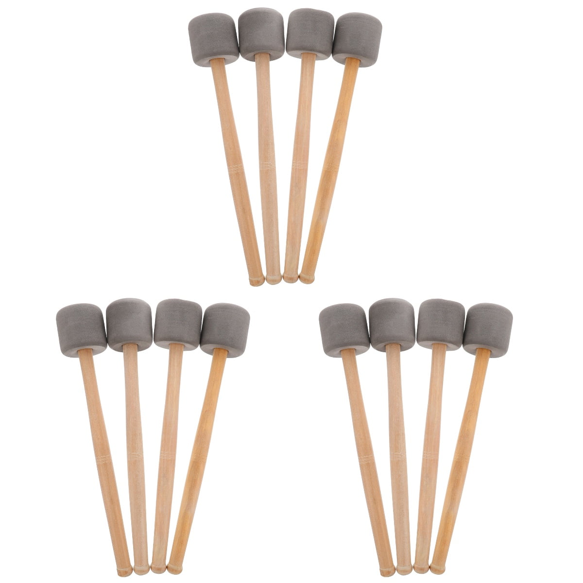 NUOLUX Percussion Instrument Grey Drumstick Wood Handle Comfortable Grip 12Pcs