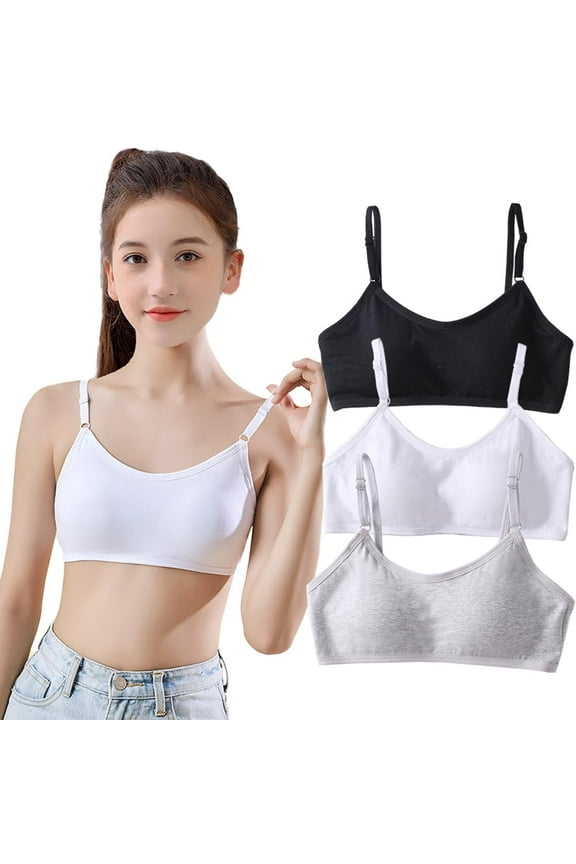 3 Pack Big Girls Bra Comfort Flex Flex Fit Seamless Wireless Light Adjustable Straps Pre Teen Bras Bras for Girls 10-16