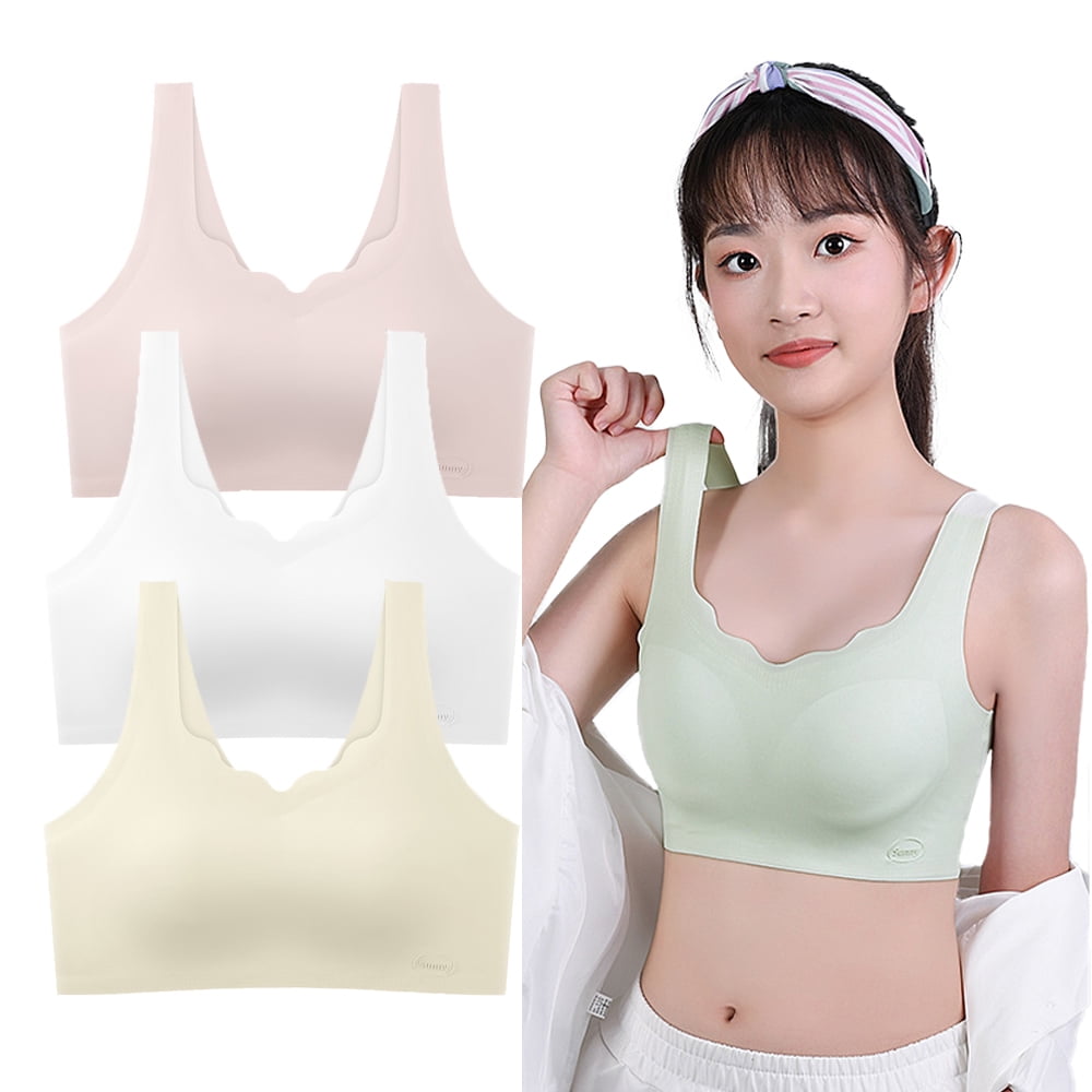4-Pack Girls Seamless Racerback Sports Bras – Cotton Stretchy Training Bras For Teens 8-18 Years