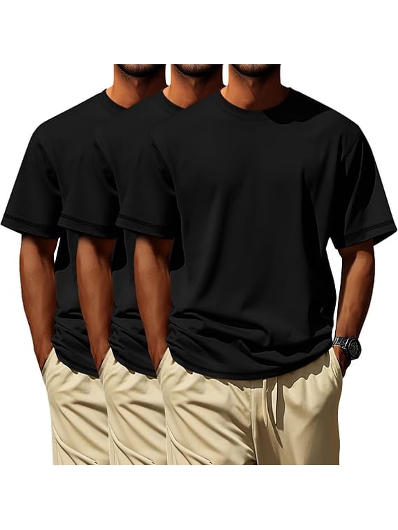 3 Pack Big and Tall Shirts for Men L-7xl, Short Sleeve Men Crewneck Tops Loose Casual Large T-Shirts Summer Basic Tee