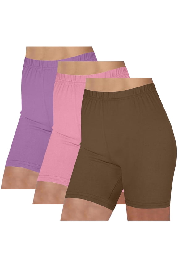 3 Pack Biker Shorts Womens Soft Stretch Summer Leggings Shorts High Waist Workout Yoga Active Shorts Multipack (L, 3PC-G)