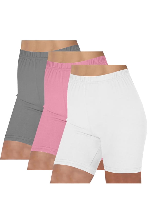 3 Pack Biker Shorts Womens Soft Stretch Summer Leggings Shorts High Waist Workout Yoga Active Shorts Multipack (S, 3PC-M)