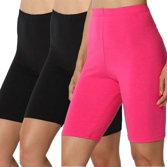 3 Pack Biker Yoga Shorts for Women, High Waisted Athletic Running Workout Gym Short Pants Tummy Control Leggings