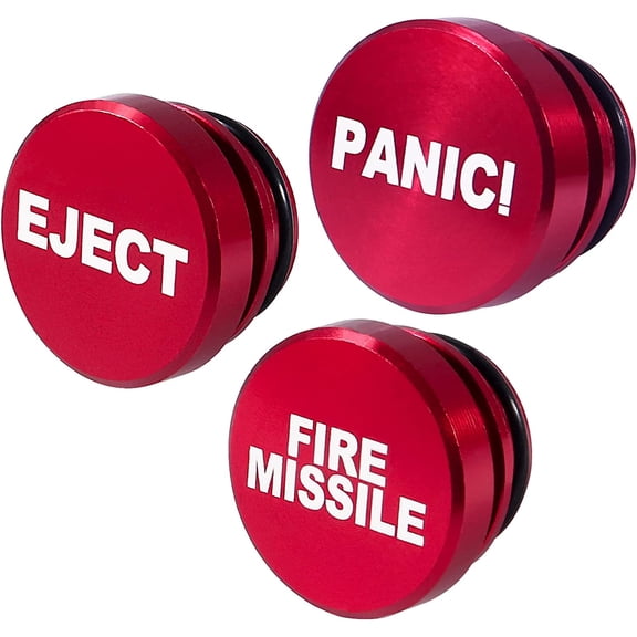 3 Pack Billet Aluminum Car Cigarette Lighter Plug Replacement, EJECT Button Universal Push Button Fits Most Automotive Vehicles (Red EJECT & FIRE & PANIC)
