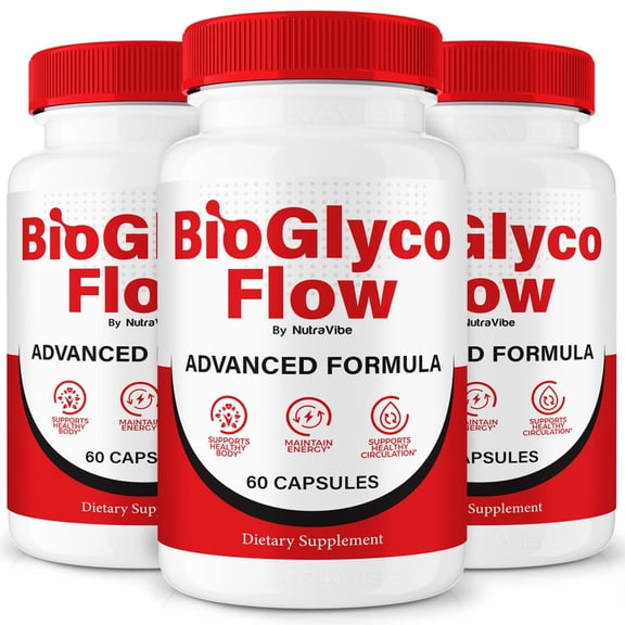 (3 Pack) BioGlyco Flow Original Formula with a Clean Blend to Support Healthy Circulation, Natural Energy & Balanced Levels | Just 2 Easy-to-Swallow Pills Daily (180 Capsules)