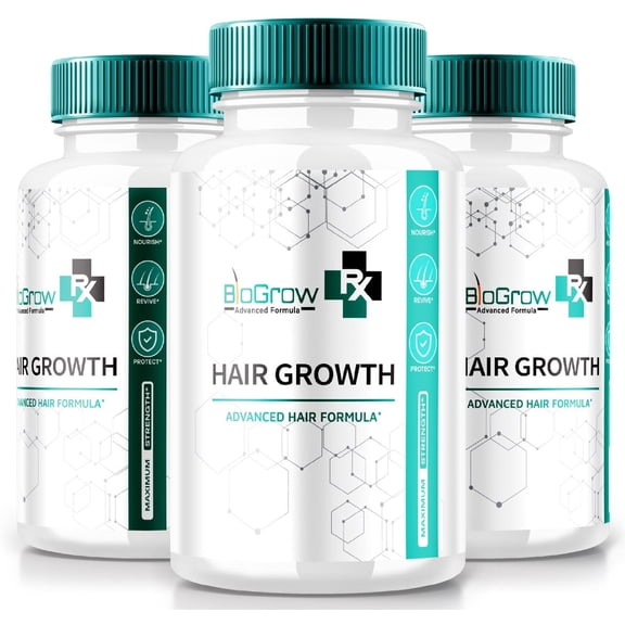 (3 Pack) BioGrow Hair Growth Supplement, BioGrowRx Advanced Hair Care Formula, Bio Grow Pills for Thicker, Fuller & Healthy Hair, The Ultimate Hair Revival Vitamins, Bio Growth Reviews (180 Capsules)