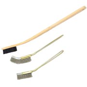 3 Pack Bird Cage Brush, Wooden & Stainless Steel Long Handle Bird Cage Cleaner Brush, Poop Off Bird Cage Cleaning Brushes, Bird Cage Scraper Parrot Poop Remover Accessory