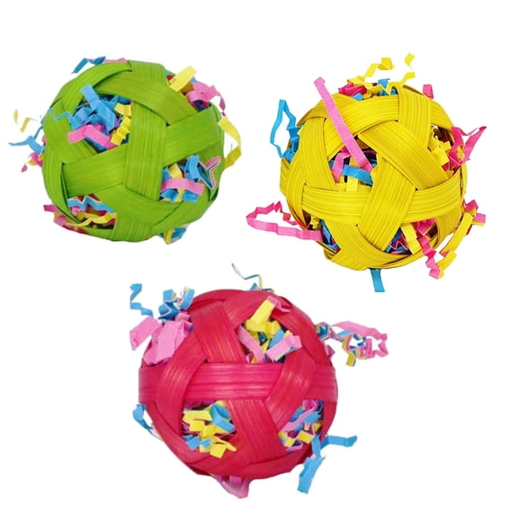 3-Pack Bird Paper Stuffed Foraging Balls Parrot Toy for Parrotlet Cockatiel Lovebird