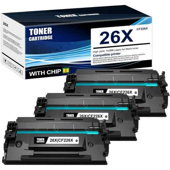 3-Pack Black 26X CF226X Toner Cartridge: Compatible 26X CF226X Replacement for HP M402d M402n M402dn M402dw M402m M402dne M426dw M426fdn M426fdw M426dw M426m M427dw Printer