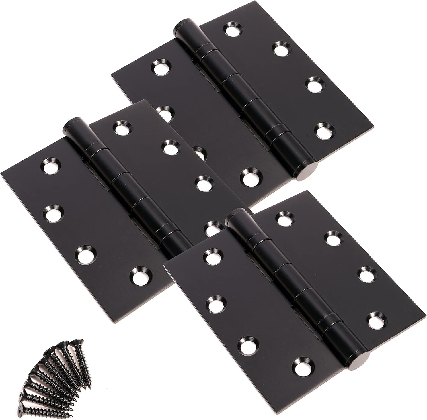 3-Pack Matte Black Heavy Duty Steel Door Hinges with Screws