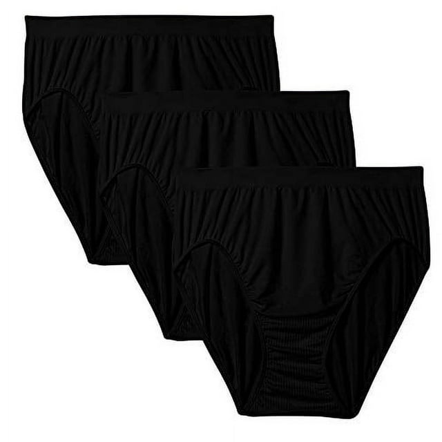 Bali Women`s Comfort Revolution Microfiber Seamless Hi Cut Panty (Pack of 3) 3 Black - Walmart.com