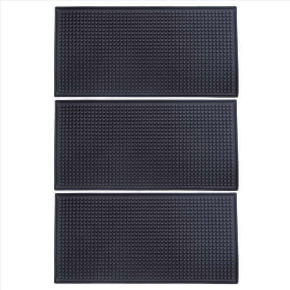 3 Pack Black Bar Mat Spill Glass Drying Cocktail Mixing Service for Counter Top(12inch(L) x 6inch(W))