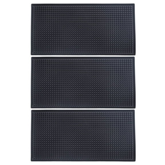 3 Pack Black Bar Mat Spill Mat Glass Drying Mat Cocktail Mixing Service Mat for Counter Top(12inch(L) x 6inch(W))