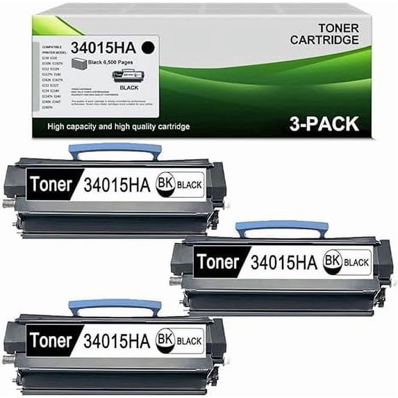 (3 Pack, Black) Compatible 34015HA Toner Cartridge Replacement for Lexmark E230 E330 E330N E342TN E232 E232T E234 E240N E240T E330TN E332 E332N E342N E240TN Printer Toner Cartridge