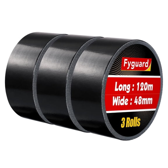3 Pack Black Duct Tape 1.89In × 132Yd Total Heavy Duty Waterproof Tape, 8.26Mil Adhesive Repair Duct Tape for Indoor Outdoor Repair Fixation Reinforcement
