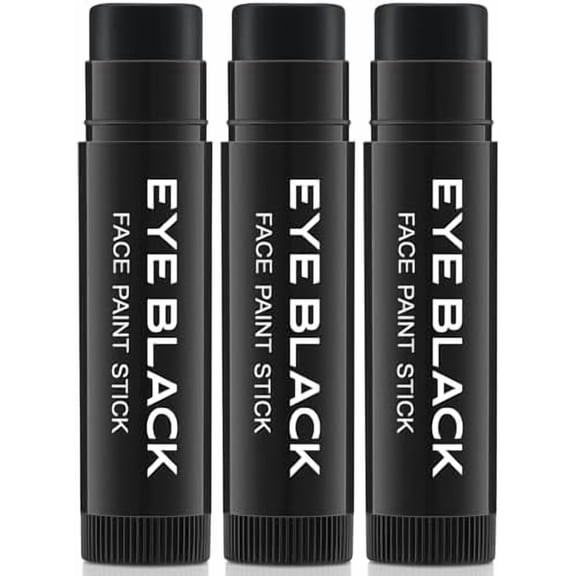 3 Pack Black Eye Black Stick for Multi Sports, Anti-Glare Eyeblack for Baseball Football Softball Lacrosse Game, Water-Proof Eye Black Grease Paint for Athletes & Fans