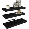 thumbnail image 1 of 3 Pack Black Floating Shelves,24" W x 7.9" D x 1.5" H, Holds Up to 37 Lbs, Ideal for Living Room, Bedroom, Bathroom, Kitchen, Office, Storage, Display, with Invisible Brackets Wall Shelves, 1 of 15