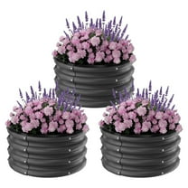3-Pack Black Galvanized Metal Raised Garden Beds – 2x2x1 Ft Round Planter Boxes for Vegetables, Herbs & Outdoor Gardening – Sturdy Metal Planters – Ideal for Seedlings and Plant Growth