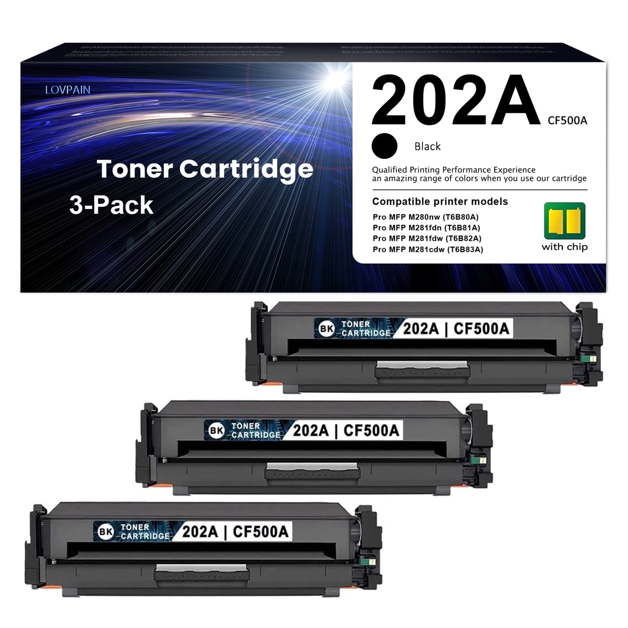 2o2a Toner Printer HP 202A | CF500A High Yield Black Toner Cartridge 3-Pack for Pro MFP ...